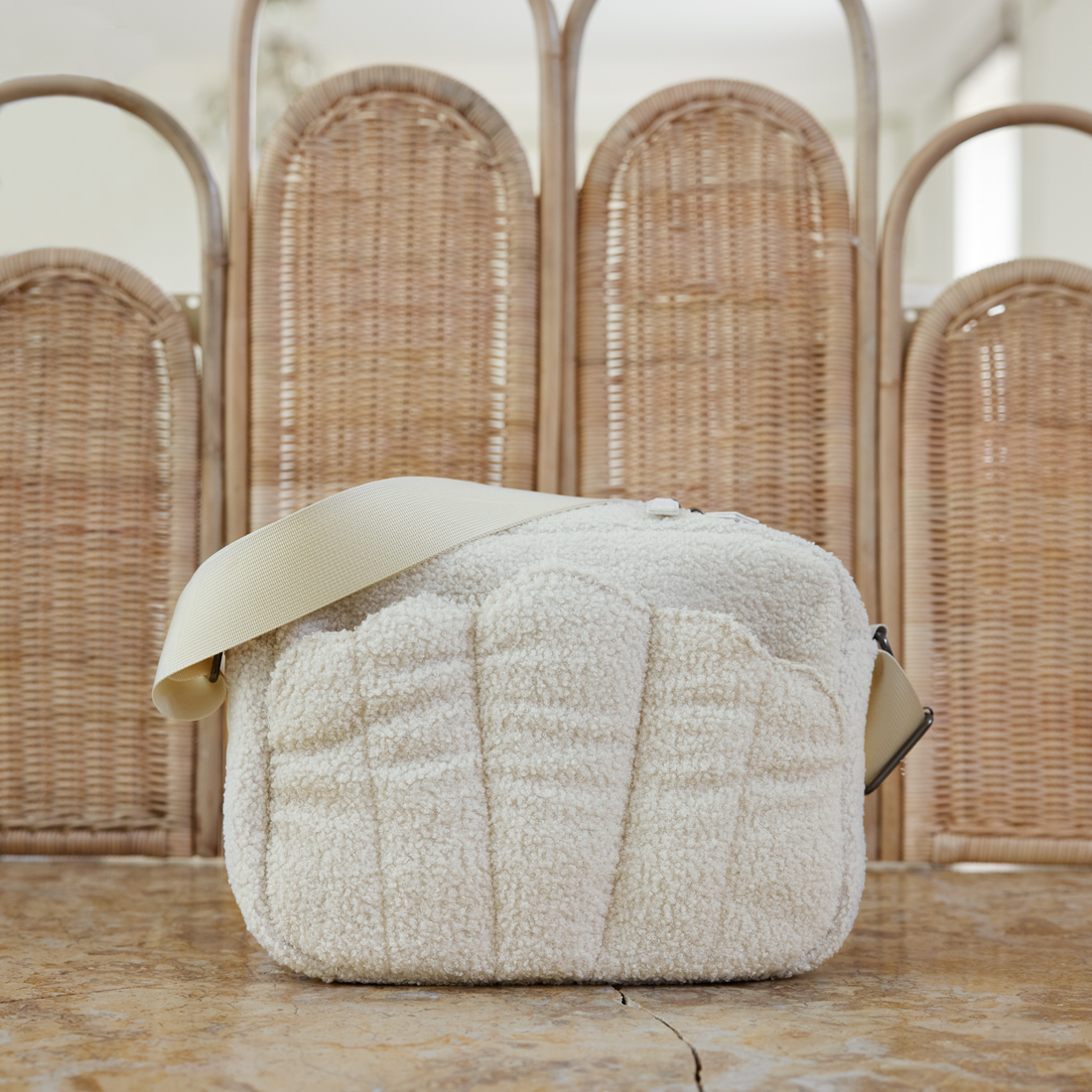 Bolsa Cambiadora Crossbody - Bouclé Blanco